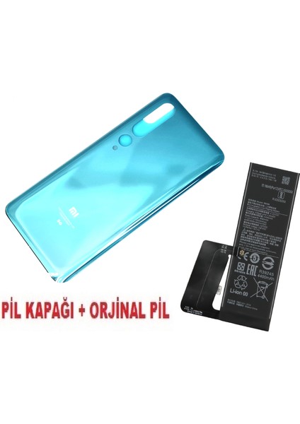 Xiaomi Mi 10 Arka Kapak Batarya Pil Kapağı 5g + Pil (Cam) Mavi