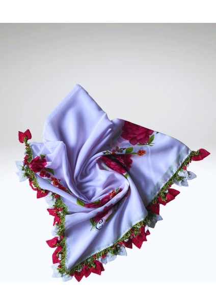 Anne-Kadın Çilek Oyalı El Işi Eşarp Tülbent Yazma fırsatları