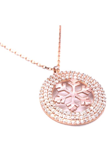 Zirkon Taşlı Kar Tanesi Rose Gümüş Kolye GK-240 modelleri