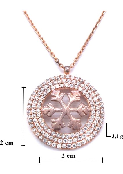 Zirkon Taşlı Kar Tanesi Rose Gümüş Kolye GK-240 fırsatları