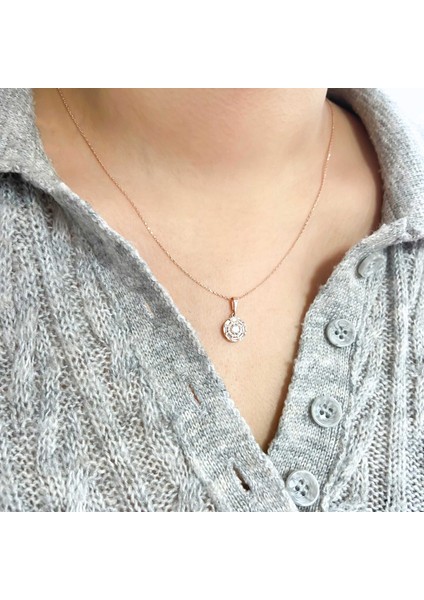 Baget Zirkon Taşlı Rose Gümüş Kolye GK-148 fiyatları