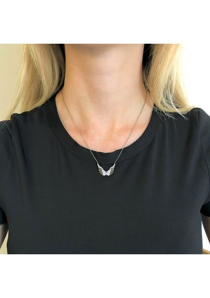 Kanat Motifli Zirkon Taşlı Gümüş Kolye GK-163 fiyatları