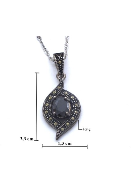 Siyah Zirkon Taşlı Tasarım Gümüş Kolye GK-248 fırsatları