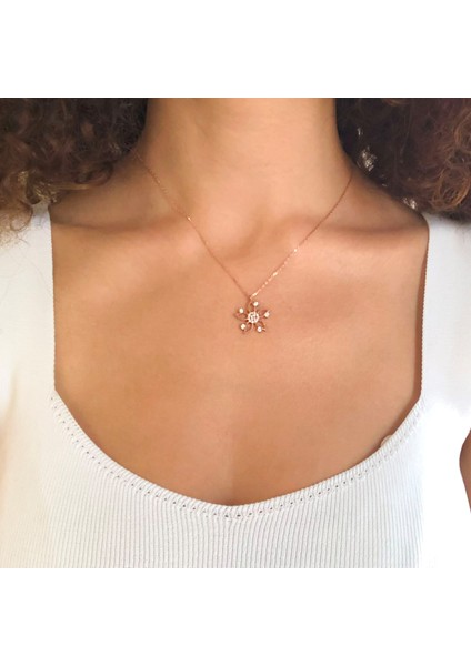 Zirkon Taşlı Çiçek Rose Gümüş Kolye GK-244 fiyatları