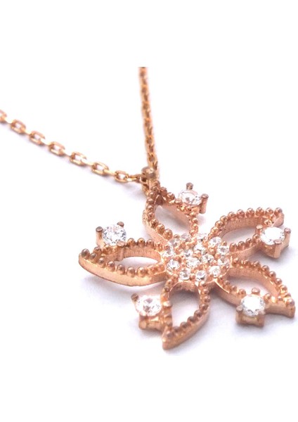 Zirkon Taşlı Çiçek Rose Gümüş Kolye GK-244 modelleri