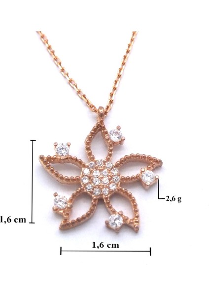 Zirkon Taşlı Çiçek Rose Gümüş Kolye GK-244 fırsatları