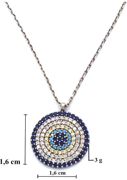 Nazar Boncuğu Zirkon Taşlı Gümüş Kolye GK-170 fırsatları