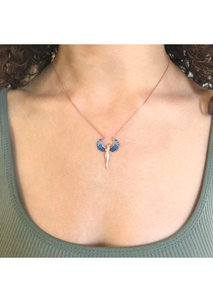 Melek Zirkon Taşlı Rose Gümüş Kolye GK-187 fiyatları