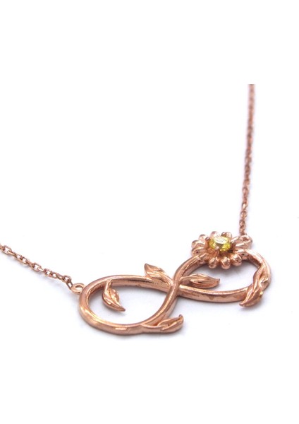 Sonsuzluk İşareti Motifli Zirkon Taşlı Rose Gümüş Kolye GK-193 fiyatları