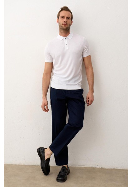 Erkek Slim-Fit Kalıp Polo Yaka Yazlık Triko T-Shirt Beyaz - 5002DNGR indirimleri