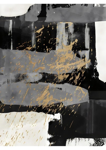 Antrasit Gri-Gold Modern Soyut Çalışma |Çerçeveli Cam Tablo 3lü Dikey fırsatları