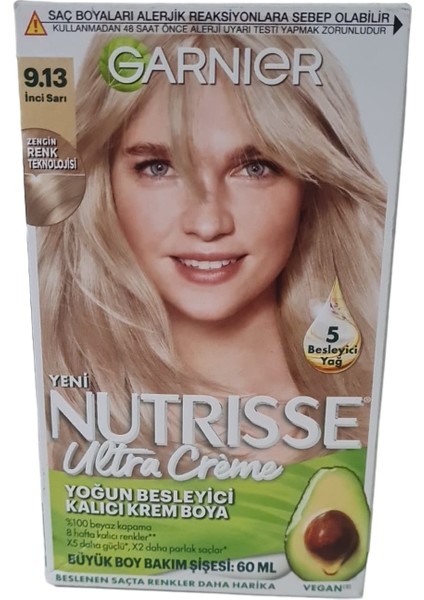 Nutrisse Yoğun Besleyici Kalıcı Krem Saç Boyası 9.13 Inci Sarı