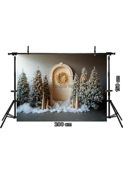 Altın Zarafetiyle Kış Dekoru 200 x 150 cm Stüdyo Arka Planı fiyatları