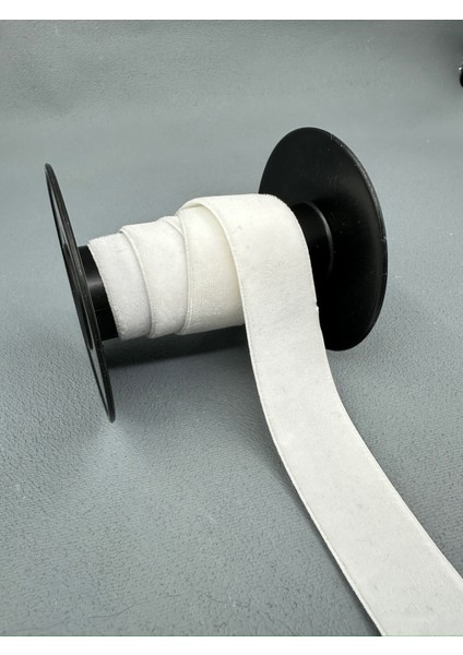 2.5 cm Likralı (Esnek) Kadife-5 Metre-Beyaz