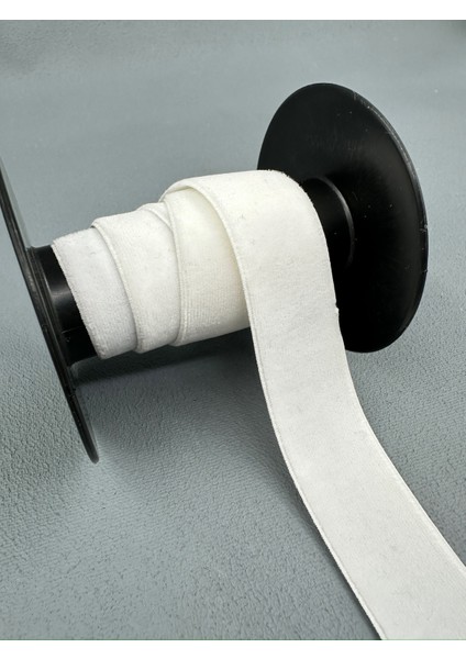 2.5 cm Likralı (Esnek) Kadife-5 Metre-Beyaz