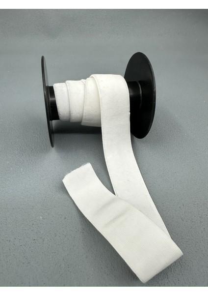 2.5 cm Likralı (Esnek) Kadife-5 Metre-Beyaz