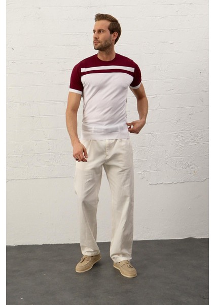 Erkek Renkli Slim-Fit Kalıp Yazlık Triko T-Shirt Bordo - 5018DNGR indirimleri