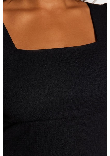 Moda Slim Casual Günlük Bürümcük Örme Kare Yaka Kısa Kol A-Line Midi Boy Büyük Beden Elbise indirimleri