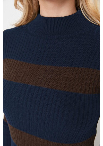 Moda Slim Casual Günlük Tek Plaka Triko Dik Yaka Uzun Kol Bodycone Midi Boy Elbise modelleri