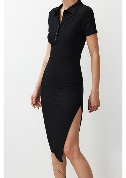 Moda Fit Mezuniyet Balo Finike Dokuma Straplez Kolsuz Kol Bodycone Midi Boy Elbise