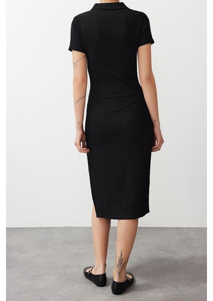 Moda Fit Mezuniyet Balo Finike Dokuma Straplez Kolsuz Kol Bodycone Midi Boy Elbise