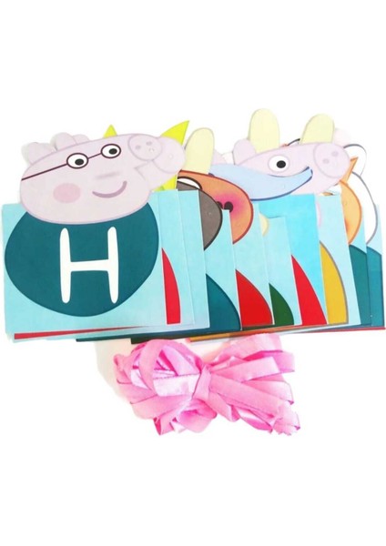 Parti Aşkı Peppa Pig Happy Birthday Banner & Iyi Ki Doğdun Parti Yazısı Peppa Pig Flama