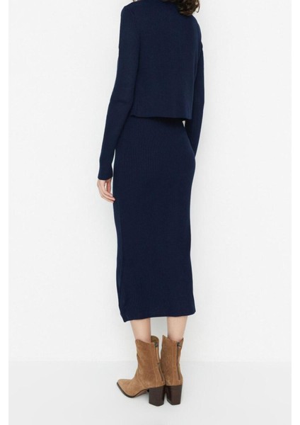 Moda Slim Casual Günlük Fitilli Triko V Yaka Uzun Kol Bodycone Midi Boy Elbise fırsatları