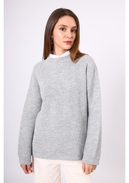 Nikita Selanik Örgü Rahat Kesim Kadin Triko Kazak - Gri Melanj fiyatları