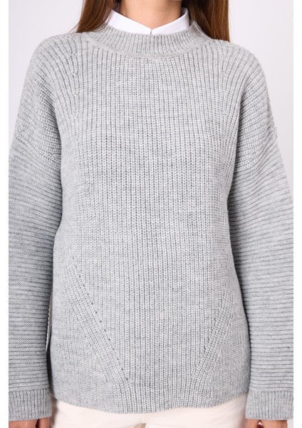 Nikita Selanik Örgü Rahat Kesim Kadin Triko Kazak - Gri Melanj modelleri