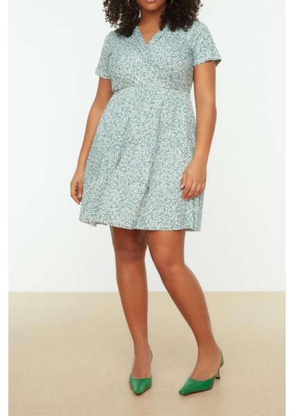 Moda Slim Casual Günlük Bürümcük Örme Kruvaze Kısa Kol Skater Mini Boy Büyük Beden Elbise fırsatları