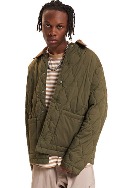 Jack Jones Jprblucalep Quilted Erkek Günlük Mont 12262454-OLIVE-NIGHT Haki