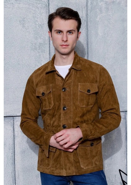 Erkek Safari Düğmeli Hakiki Deri Taba Süet Ceket fiyatları