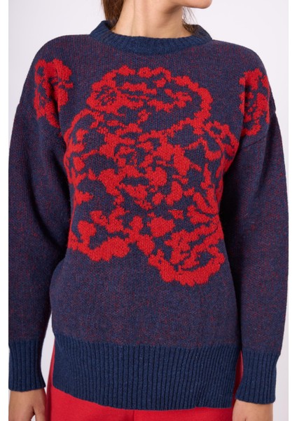 Sally Jakarlı Kadın Triko Kazak - Lacivert fırsatları