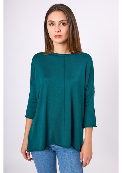 Helion Bol Kesim Kadin Triko Kazak - Koyu Yeşil fiyatları