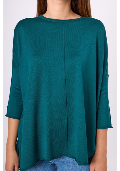 Helion Bol Kesim Kadin Triko Kazak - Koyu Yeşil modelleri