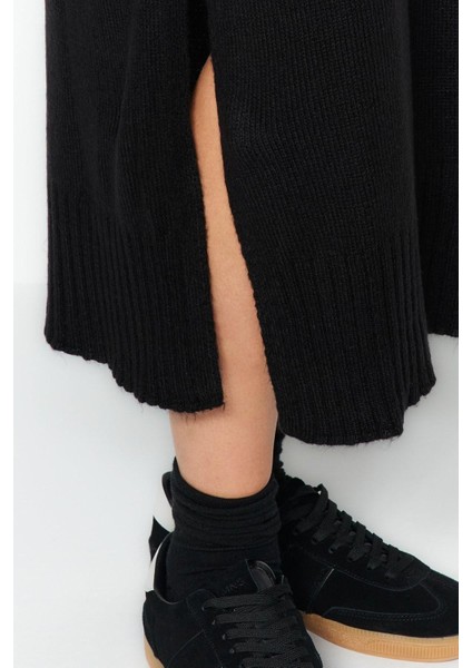 Moda Oversize Casual Günlük Dolu Iğne Triko Balıkçı Yaka Uzun Kol Shift Midi Boy Elbise indirimleri