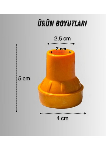 Baston Lastiği Yumuşak Kaymaz Taban Baston Asa Ucu Yüksek Kalite 4'lü Avantaj Paket Turuncu