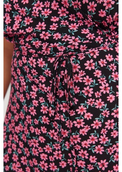 Moda Fit Casual Günlük Shally Dokuma V Yaka Kısa Kol A-Line Mini Boy Büyük Beden Elbise indirimleri