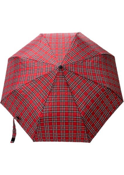 Kırmızı Ekose Desenli Otomatik Kdın Şemsiye 709851