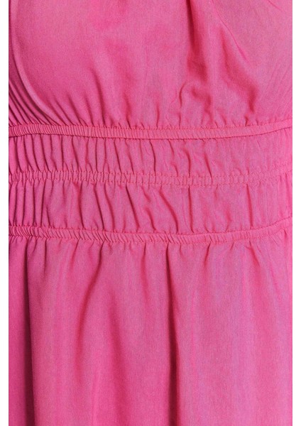 Moda Regular Casual Günlük Poplin Dokuma Kare Yaka Kısa Kol Skater Midi Boy Elbise