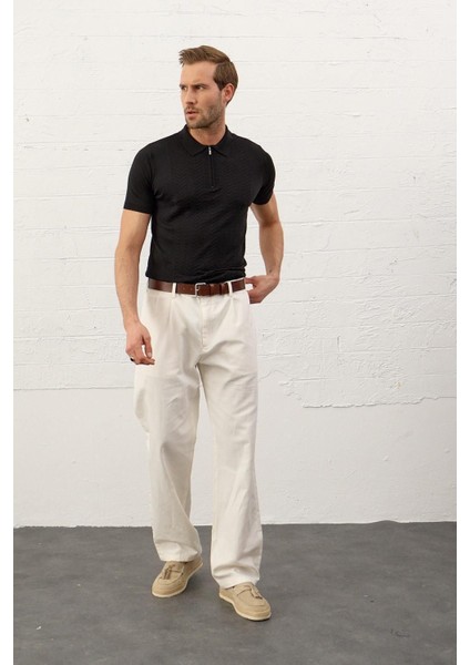 Erkek Slim-Fit Kalıp Polo Yaka Yazlık Triko T-Shirt Siyah - 5006DNGR modelleri