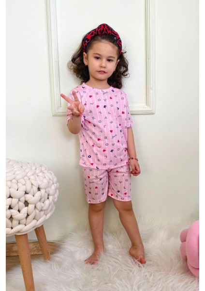 Kız Çocuk Pamuklu Penye Kumaş Şortlu Pijama Takımı