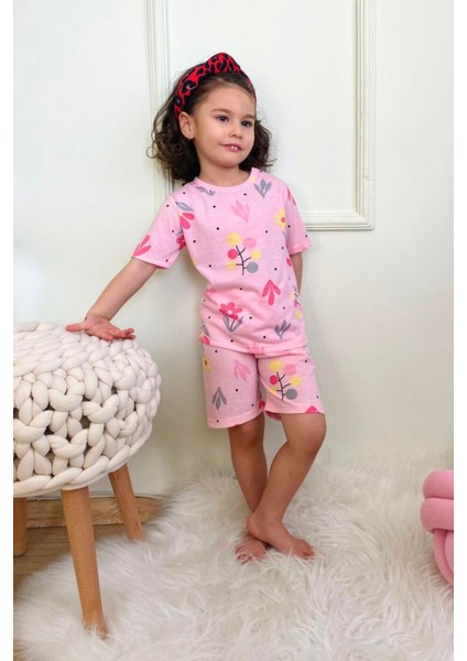 Kız Çocuk Pamuklu Penye Kumaş Şortlu Pijama Takımı