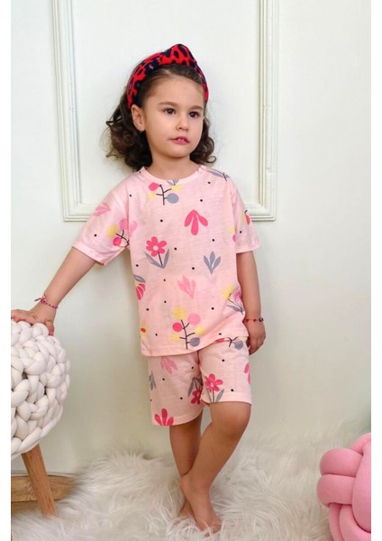 Kız Çocuk Pamuklu Penye Kumaş Şortlu Pijama Takımı