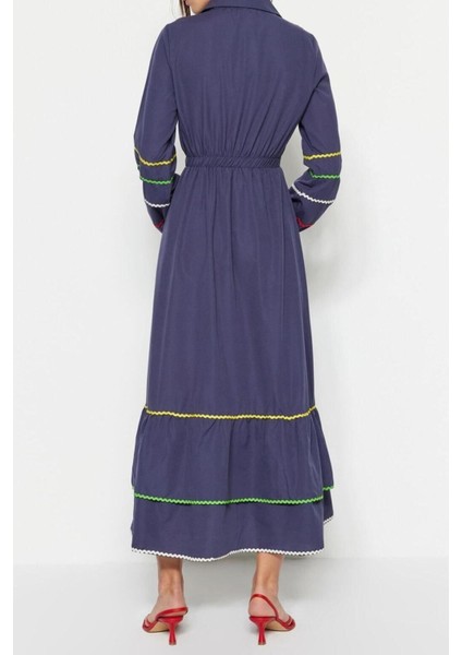 Moda Regular Casual Günlük Terrycotton Dokuma Gömlek Yaka Uzun Kol Basic Maxi Boy Tesettür Elbise indirimleri