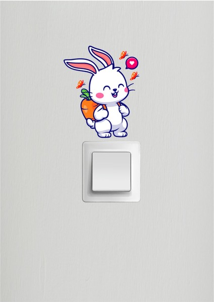Sevimli Tavşan Priz Sticker Duvar Sticker