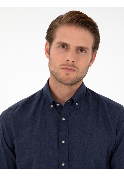 Erkek Lacivert Slim Fit Uzun Kollu Gömlek 50298570-VR033 fiyatları