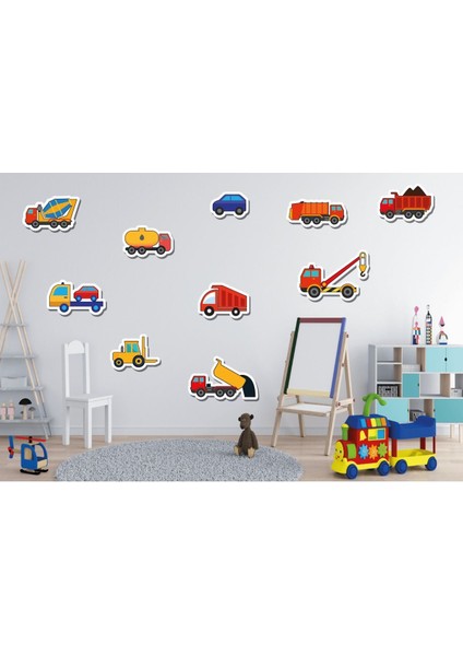 Araçlar Arabalar Çocuk Odası Duvar Sticker Seti