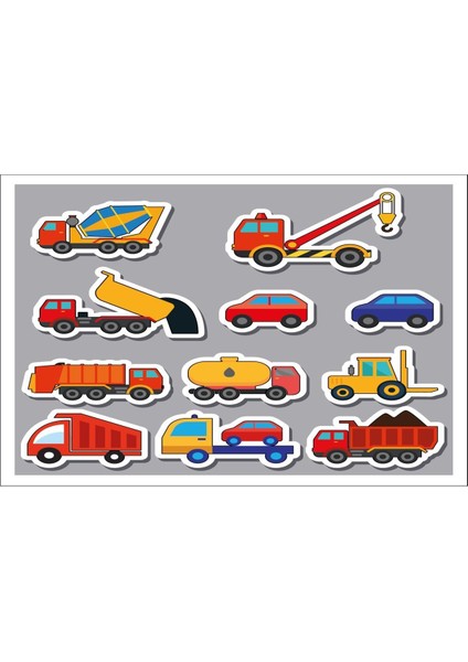 Araçlar Arabalar Çocuk Odası Duvar Sticker Seti