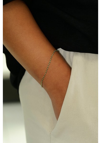 14 Ayar Altın Yeşil Mineli Bileklik